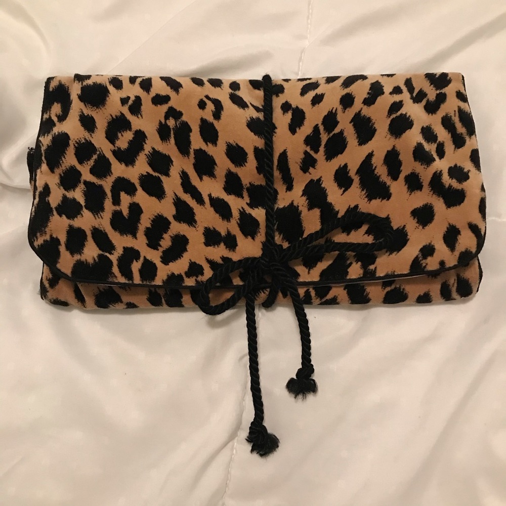 Christian Dior leopard print travel makeup pouch